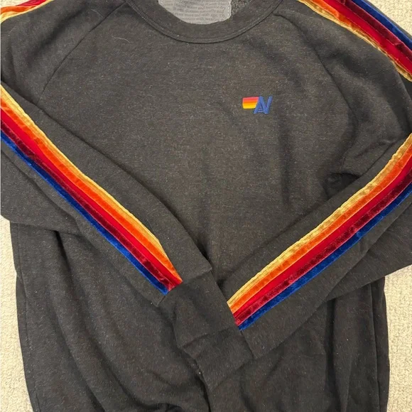 Aviator Nation Black Pants & Jumpsuit with Velvet Rainbow Stripes - Picture 2 of 3